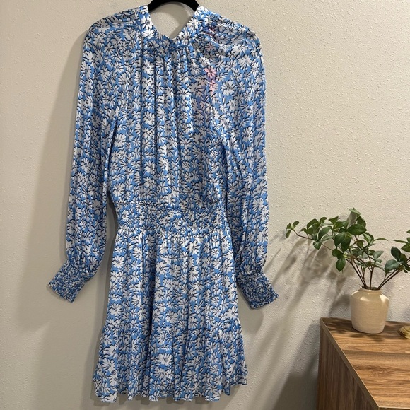 Lilly Pulitzer NWT 6 Blue Palm Beach Petal Ellielynn Long Sleeve Dress Preppy - Picture 2 of 10